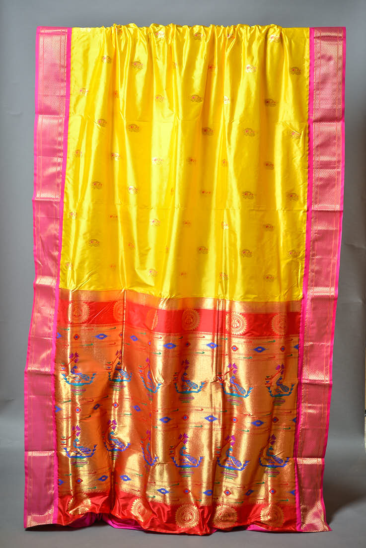 Lotus Pink with Bottle Green 9 Yards Kanchivaram Silk Saree – Ma Thulir